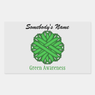 Green Flower Ribbon by Kenneth Yoncich Rectangular Sticker