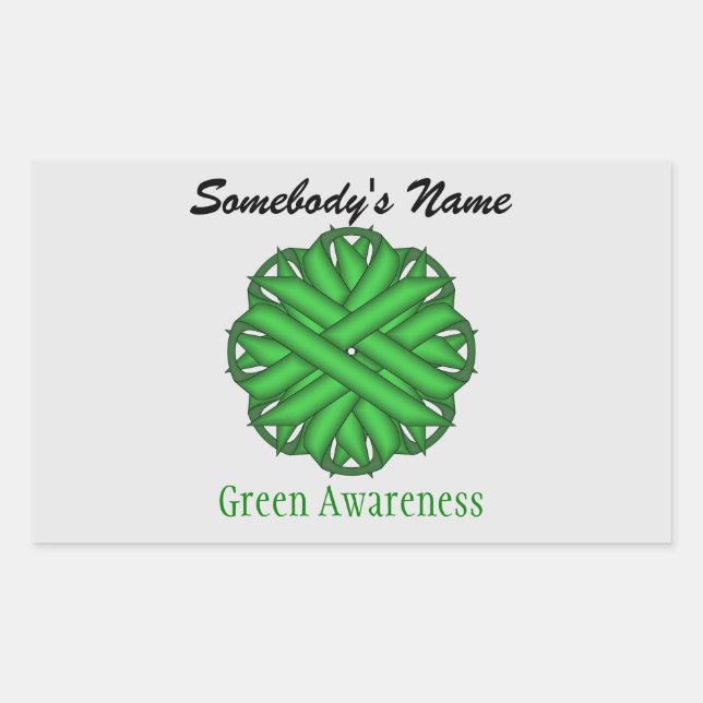 Green Flower Ribbon by Kenneth Yoncich Rectangular Sticker (Front)