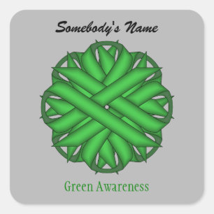 Green Flower Ribbon by Kenneth Yoncich Square Sticker