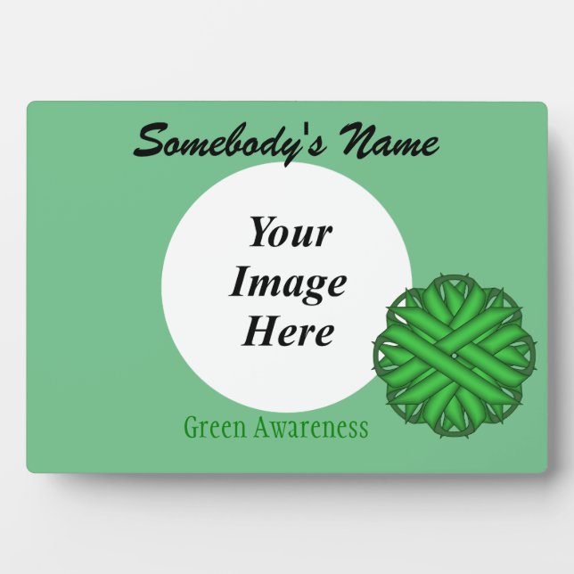 Green Flower Ribbon Template by Kenneth Yoncich Plaque (Front)