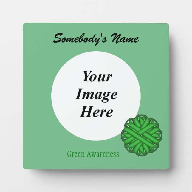 Green Flower Ribbon Template by Kenneth Yoncich Plaque (Front)