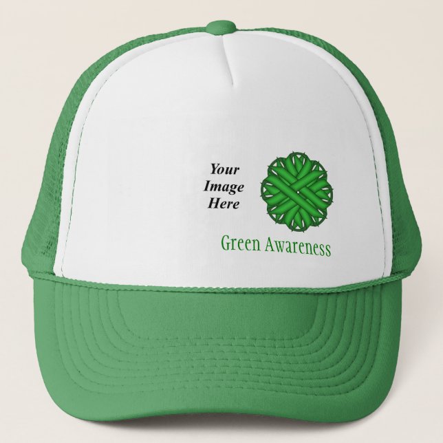 Green Flower Ribbon Template by Kenneth Yoncich Trucker Hat (Front)