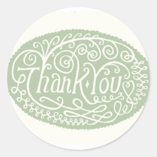 Green Flower Thank You Classic Round Sticker