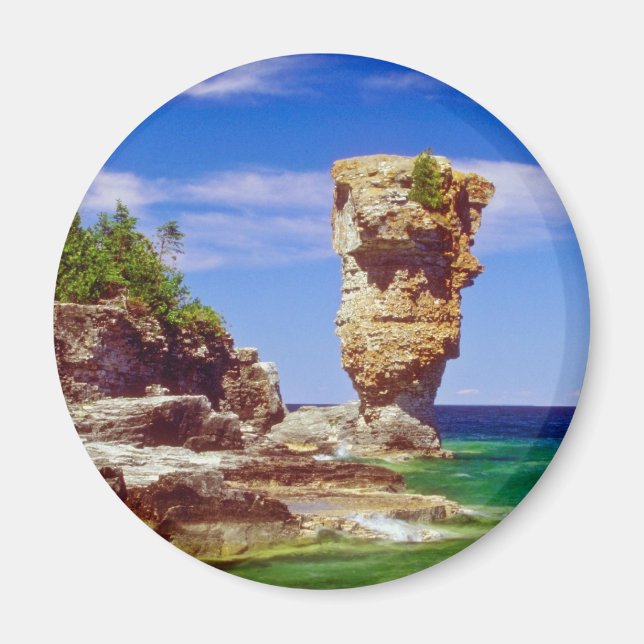 Green Flowerpot Island, Tobermory, Ontario flowers Magnet (Front)