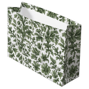 Green flowers and leaves large gift bag