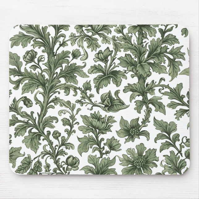 Green flowers and leaves mouse mat (Front)