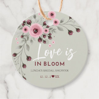 Green Flowers Bridal Shower Favour Tags