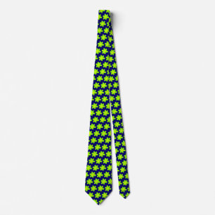 Green Flowers - Dark Blue Tie