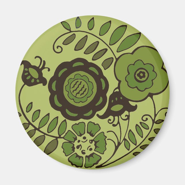 Green Flowers Magnet (Front)