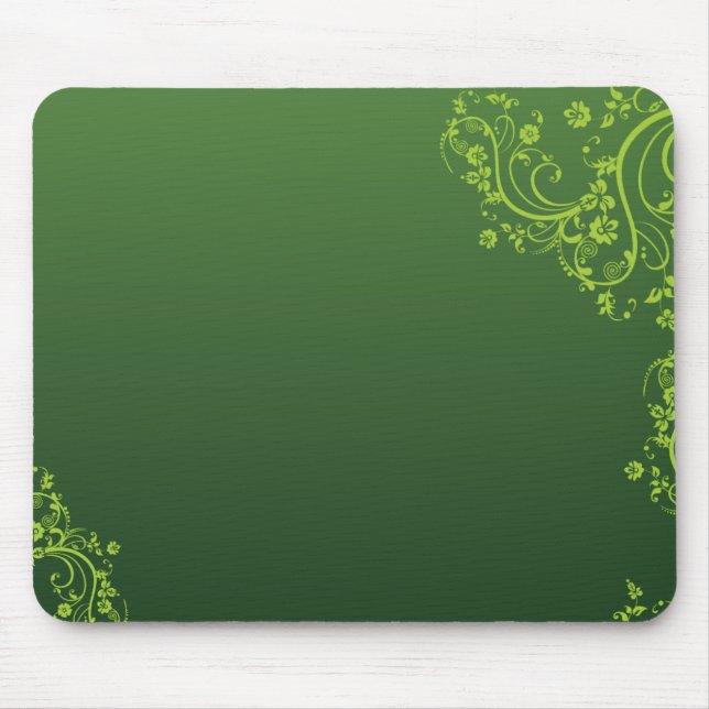 Green Flowers Mouse Mat (Front)