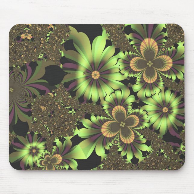 Green Flowers Mouse Mat (Front)