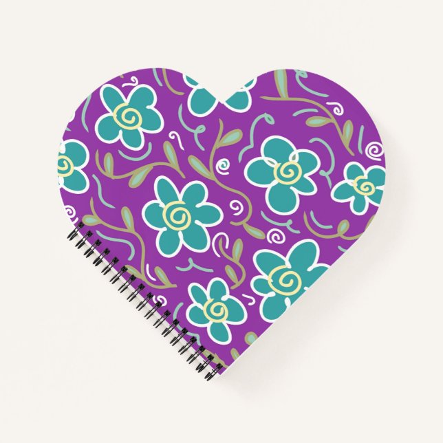 Green flowers on purple design notebook (Front)
