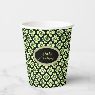 Green flowers paper cups