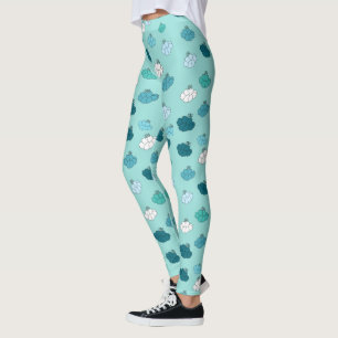 Green Flowers Pattern Leggings