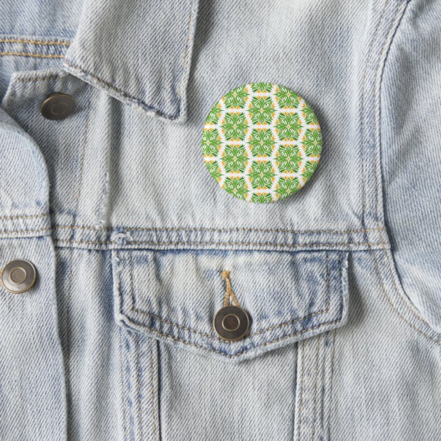 Green Flowers, Pattern Of Flowers, Floral Pattern 6 Cm Round Badge (In Situ)