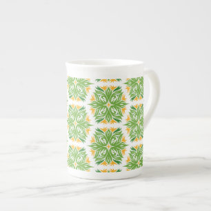 Green Flowers, Pattern Of Flowers, Floral Pattern Bone China Mug