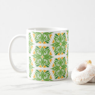 Green Flowers, Pattern Of Flowers, Floral Pattern Coffee Mug