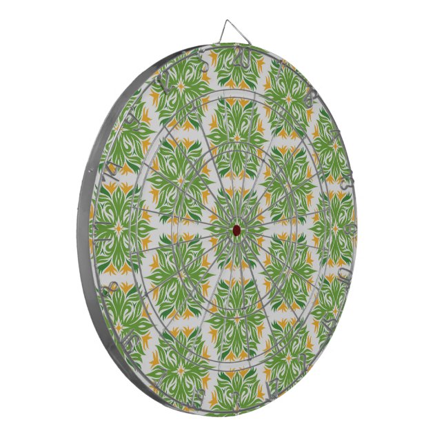 Green Flowers, Pattern Of Flowers, Floral Pattern Dartboard (Front Left)