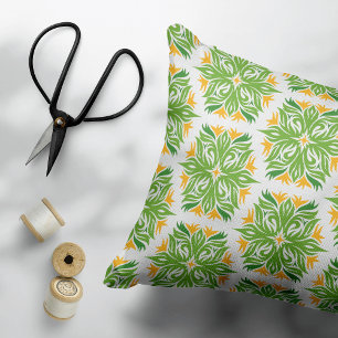 Green Flowers, Pattern Of Flowers, Floral Pattern Decorative Cushion