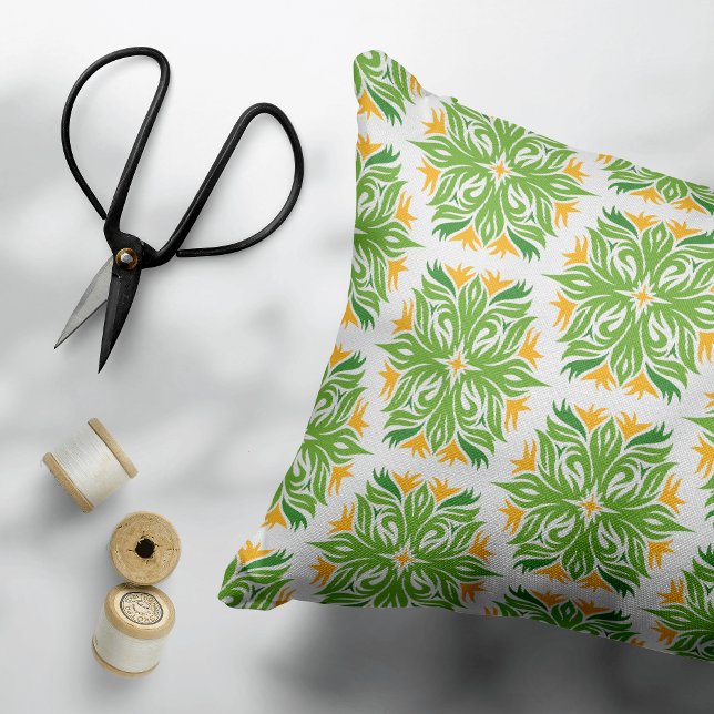 Green Flowers, Pattern Of Flowers, Floral Pattern Decorative Cushion (Creator Uploaded)
