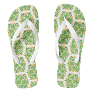 Green Flowers, Pattern Of Flowers, Floral Pattern Flip Flops
