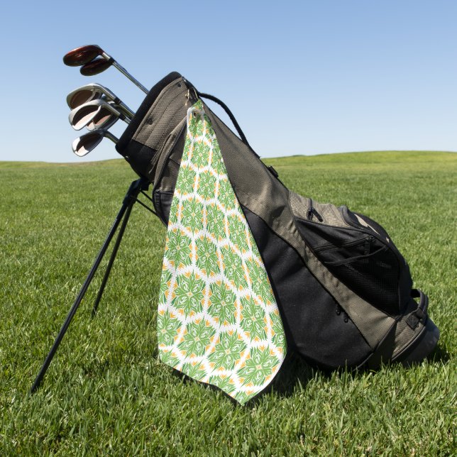 Green Flowers, Pattern Of Flowers, Floral Pattern Golf Towel (Green)
