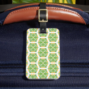 Green Flowers, Pattern Of Flowers, Floral Pattern Luggage Tag