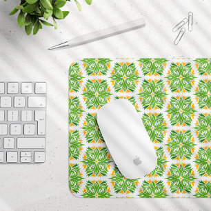 Green Flowers, Pattern Of Flowers, Floral Pattern Mouse Mat