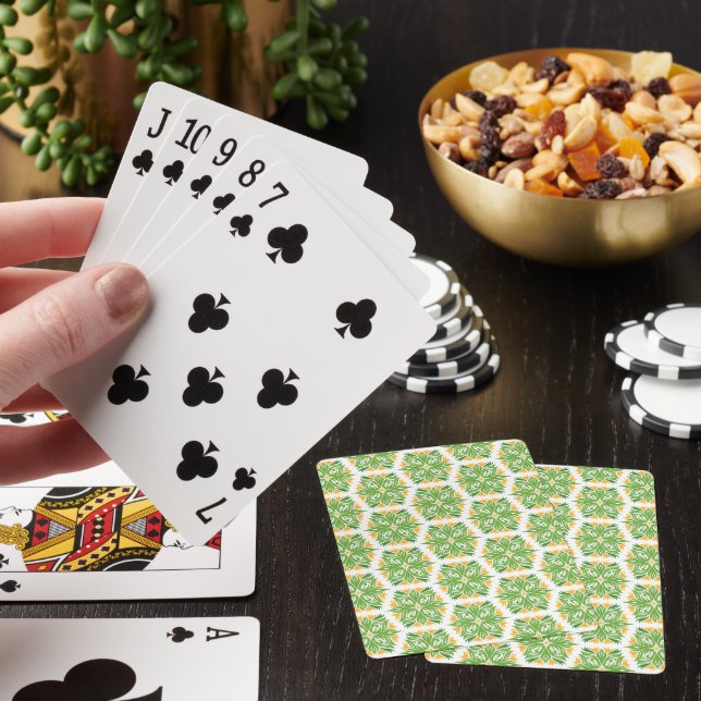 Green Flowers, Pattern Of Flowers, Floral Pattern Playing Cards (In Situ)
