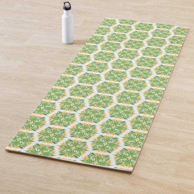 Green Flowers, Pattern Of Flowers, Floral Pattern Yoga Mat (In Situ)