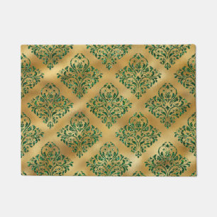 Green Flowers Rose Leaves Golden St Patricks Day Doormat