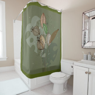 Green flowers shower curtain