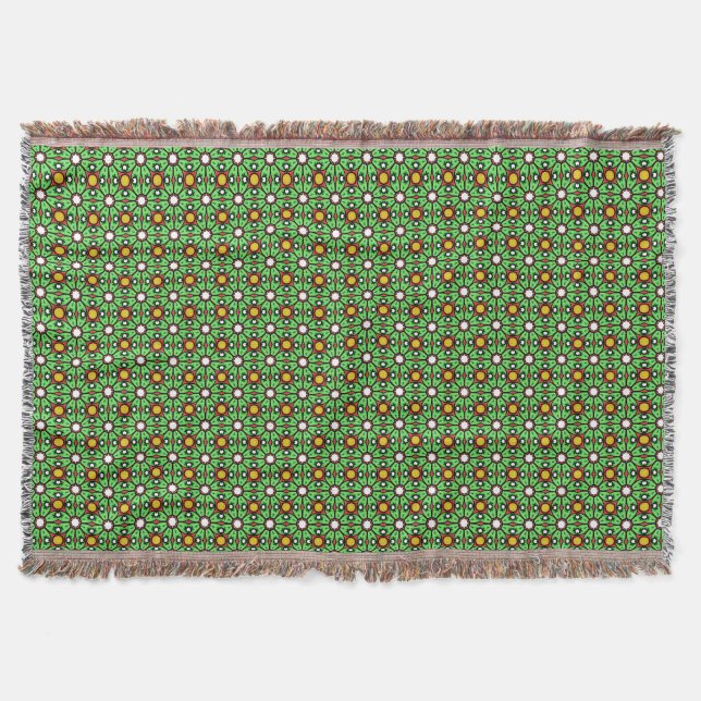 Green Flowers Throw Blanket (Front)