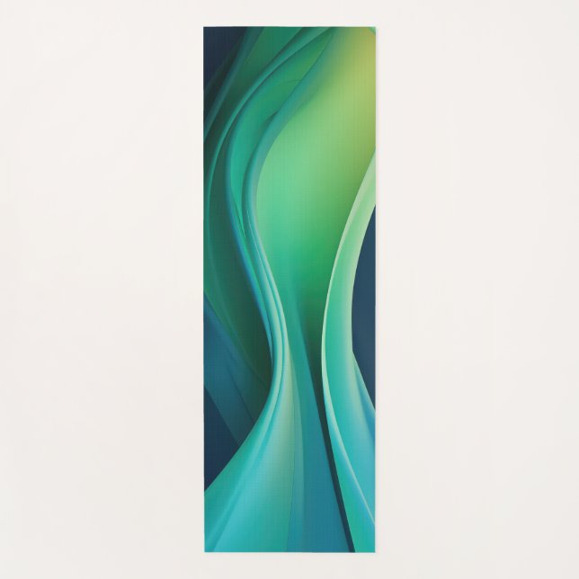 Green flowing forms on dark blue yoga mat (Front)