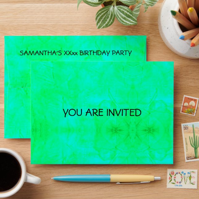 Green Fluorescent Halloween Birthday Party Envelope (Desk)