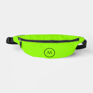 Green fluorescent neon one colour monogram letter  bum bags
