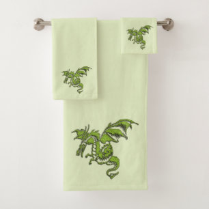Green Flying Dragon Bath Towel Set