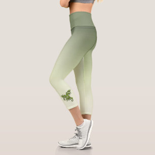 Green Flying Dragon  Capri Leggings