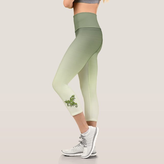 Green Flying Dragon  Capri Leggings (Left)