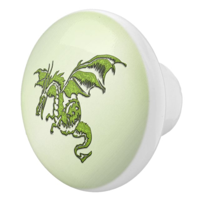 Green Flying Dragon  Ceramic Knob (Right)