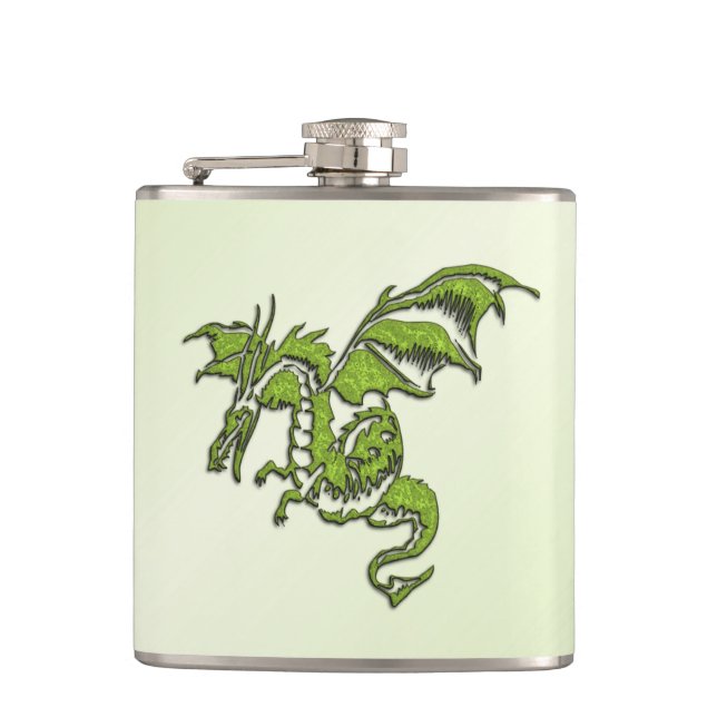 Green Flying Dragon  Hip Flask (Front)