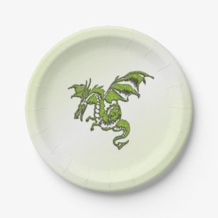 Green Flying Dragon  Paper Plate