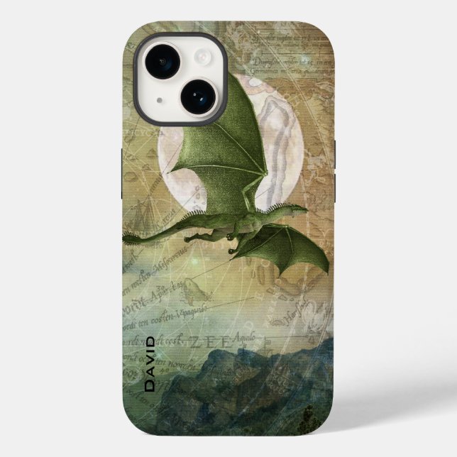 Green Flying Dragon Personalised Case-Mate iPhone Case (Back)