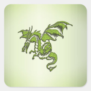 Green Flying Dragon  Square Sticker