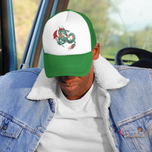 Green Flying Dragon Trucker Hat (Creator Uploaded)