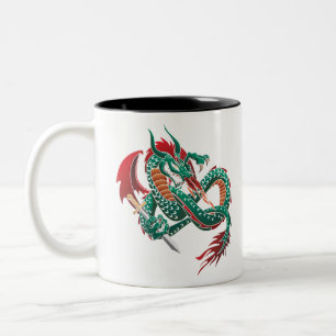 Green Flying Dragon Two-Tone Coffee Mug
