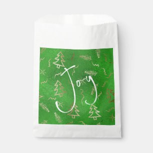 Green Foil Gold Doodles Holiday Joy Favour Bags
