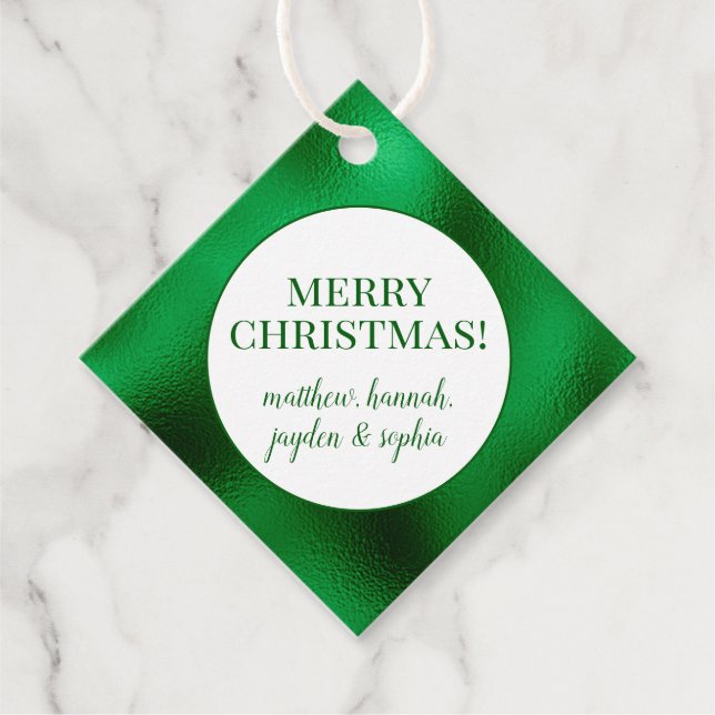 Green Foil Personalised Favour Tags (Front)