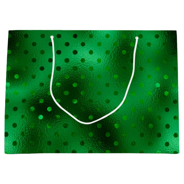 Green Foil Polka Dot Large Gift Bag (Front)