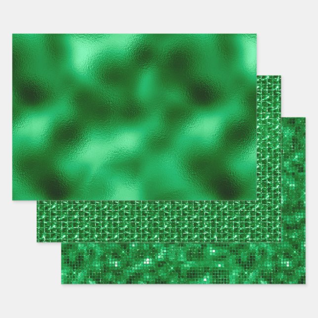 Green Foil Wrapping Paper Sheet (Set)